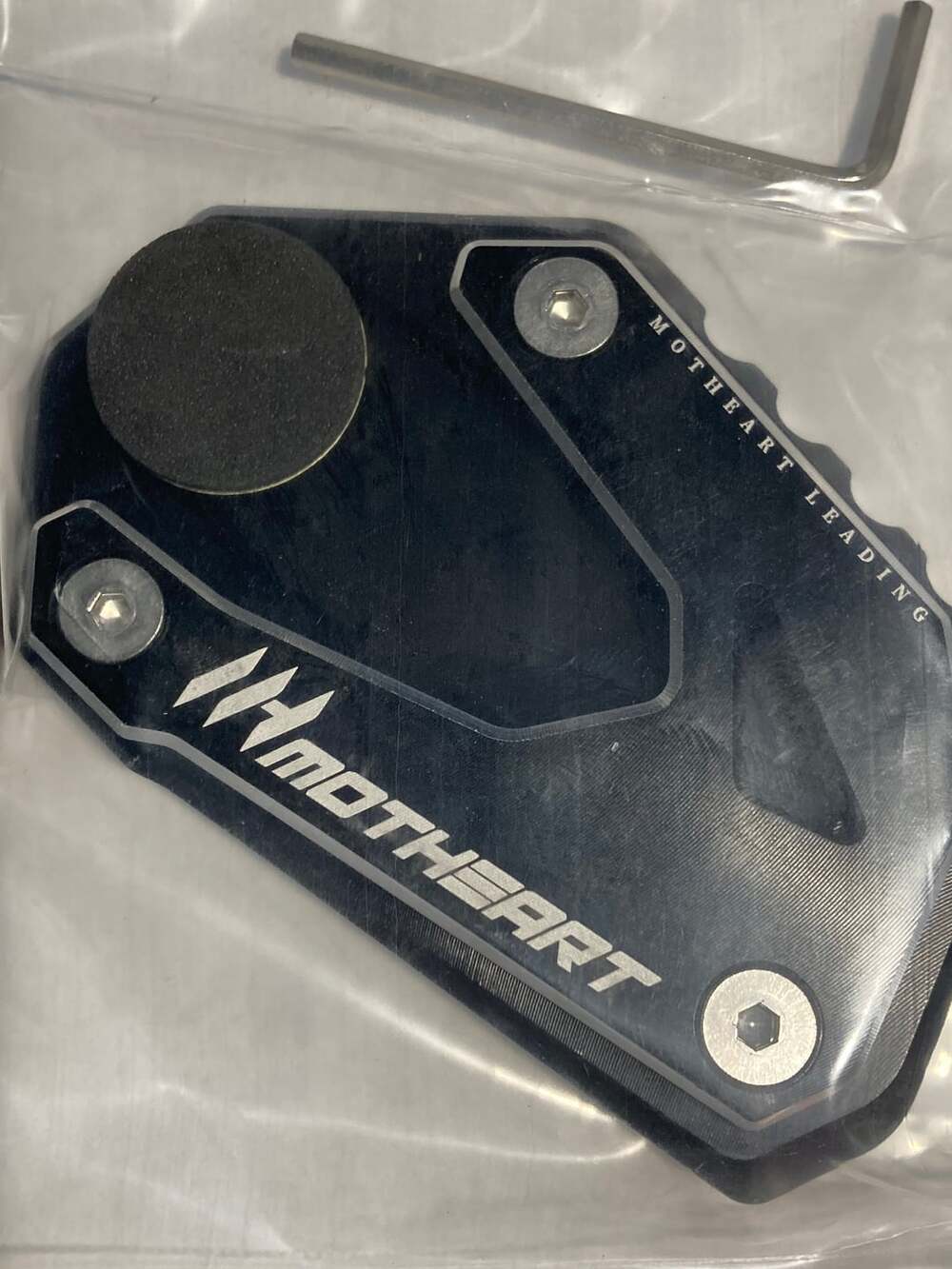 MOTHEART Side Stand Pad Extension Plate for Motorcycle - Black